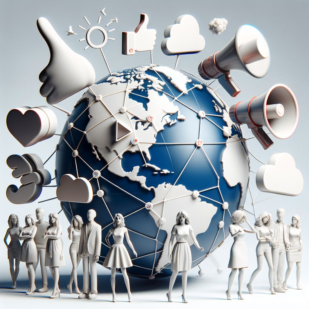 Des icônes de réseaux sociaux connectées autour d'un globe terrestre.