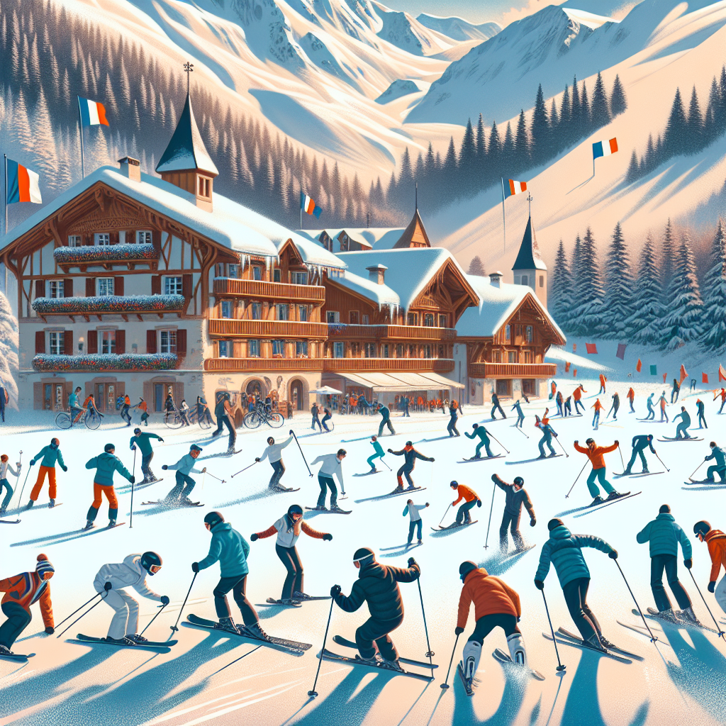 Personnes utilisant des équipements de sport d'hiver