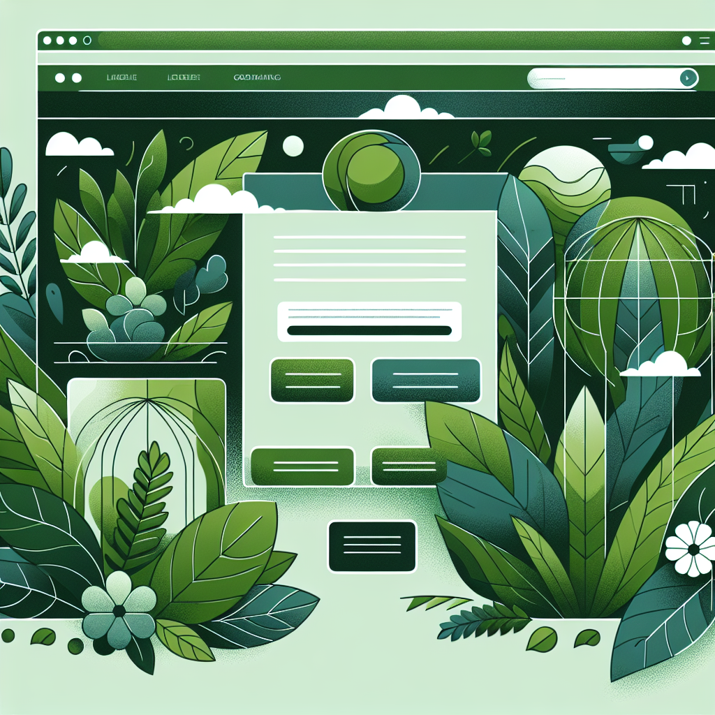 Un design web avec des éléments naturels et des couleurs vertes.