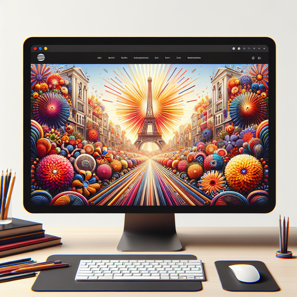 Un écran d'ordinateur affichant un site web avec un design moderne et coloré.