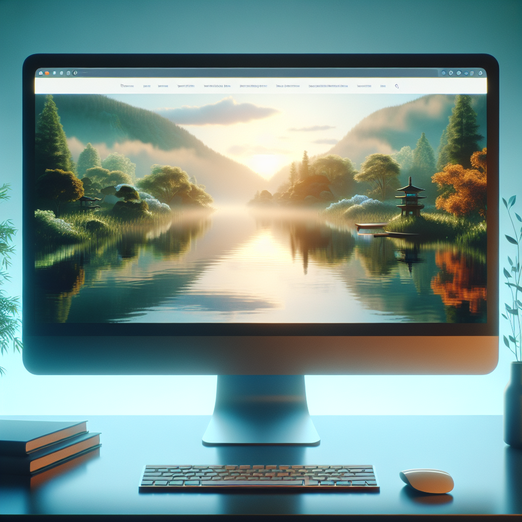 Un écran d'ordinateur affichant une page d'accueil de site web avec un design apaisant.