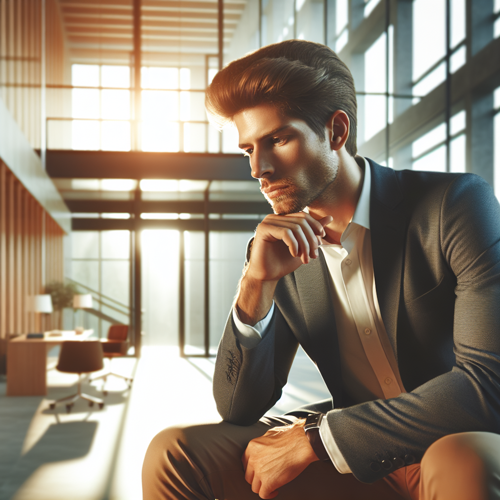 Un entrepreneur réfléchissant à ses objectifs commerciaux.