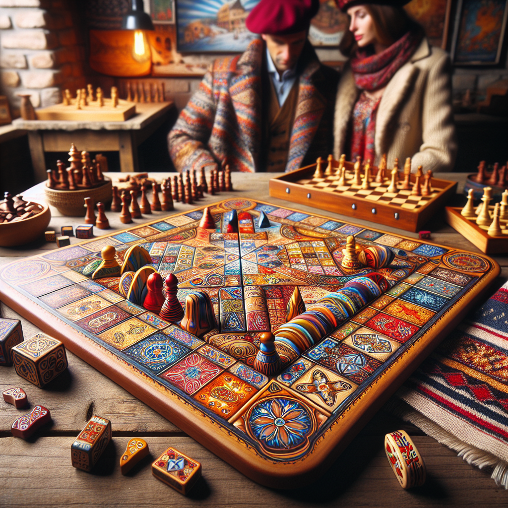 Un jeu de société coloré et attrayant sur une table en bois