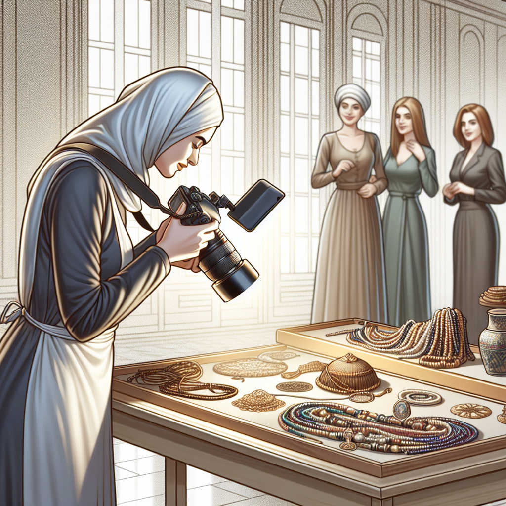 Un photographe prenant des clichés de produits artisanaux sur une table bien éclairée.