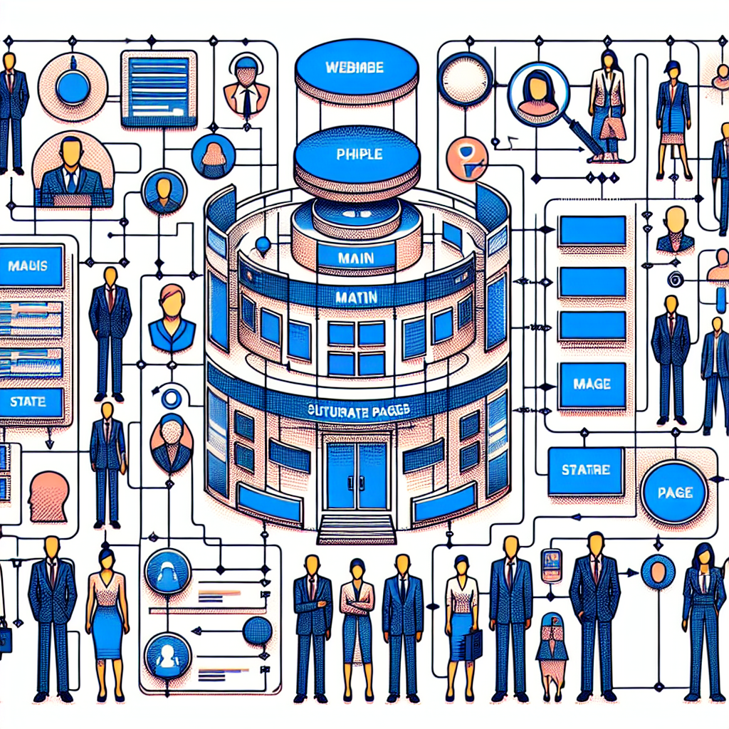 Un schéma simple montrant une structure de site web avec des pages principales et sous-pages.