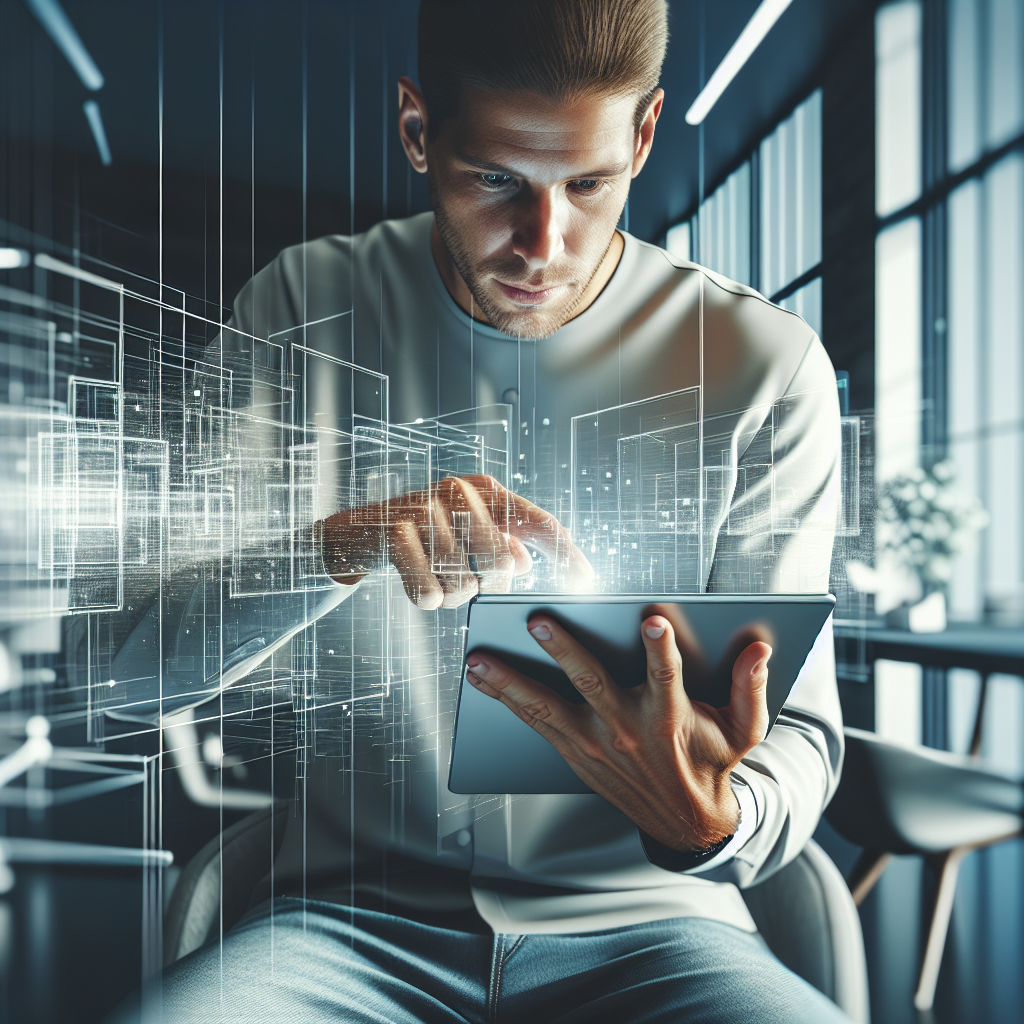 Un utilisateur naviguant sur un site web sur une tablette.