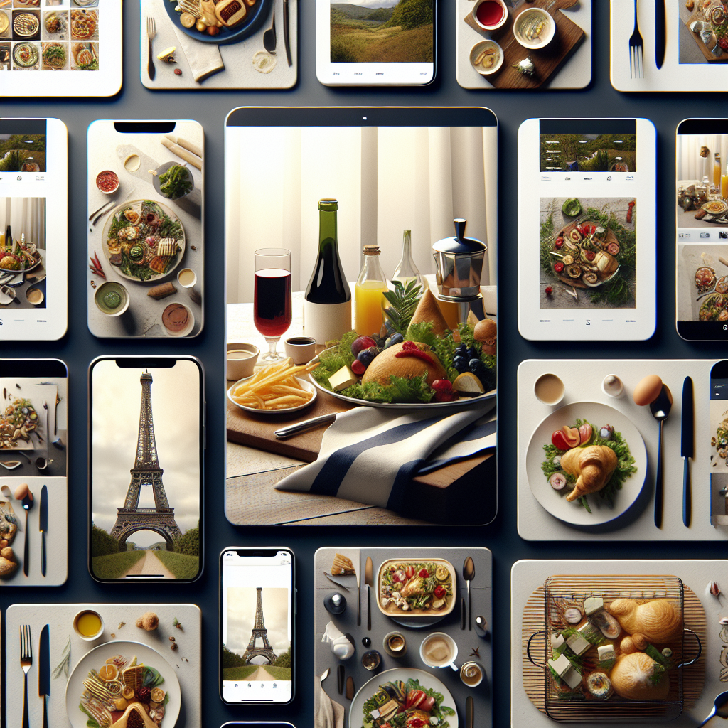 Captures d'écran de sites de photographie culinaire avec des designs variés.