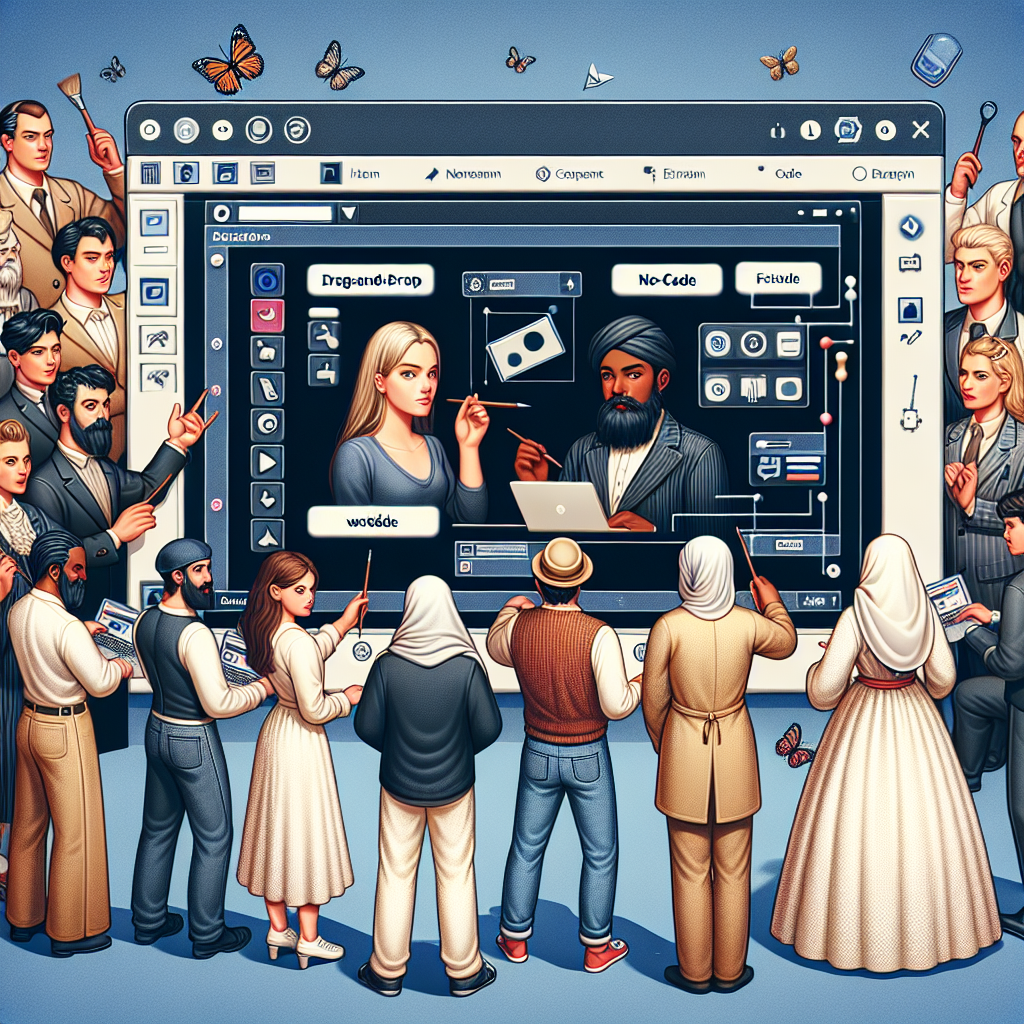 Illustration d'une interface utilisateur de plateforme no-code.