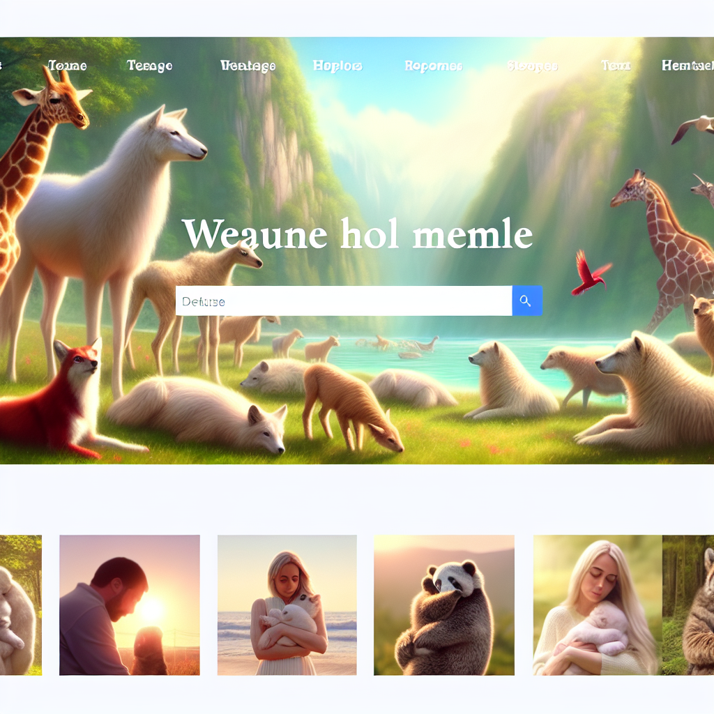 Image d'un site web fictif avec des couleurs apaisantes et des images d'animaux.