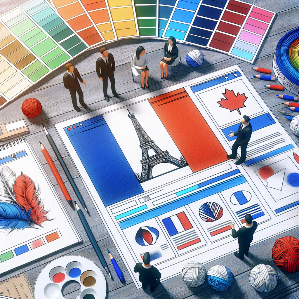 Palette de couleurs et croquis de design de site web sur un bureau.