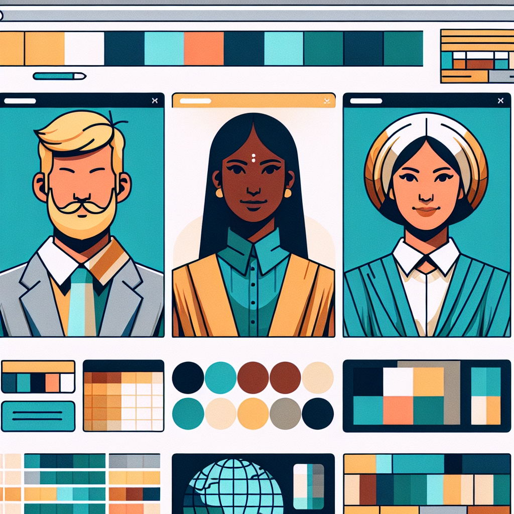 Palette de couleurs et exemples de design web.