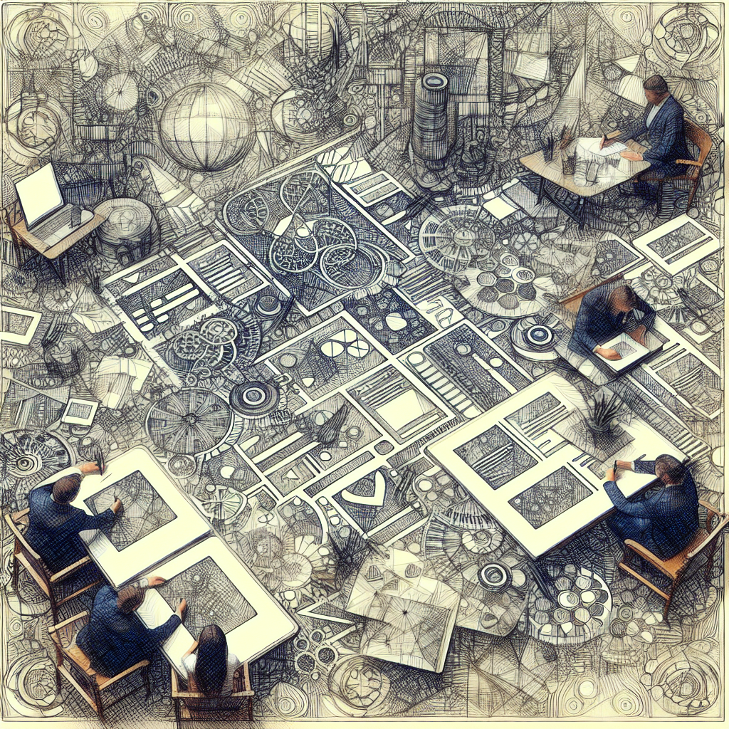 Un bureau créatif avec des croquis de design web.