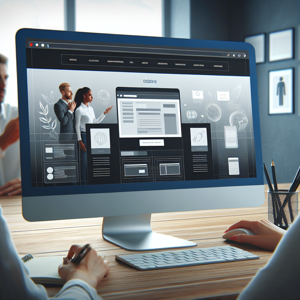 Un design de site web moderne et épuré sur un écran d'ordinateur.