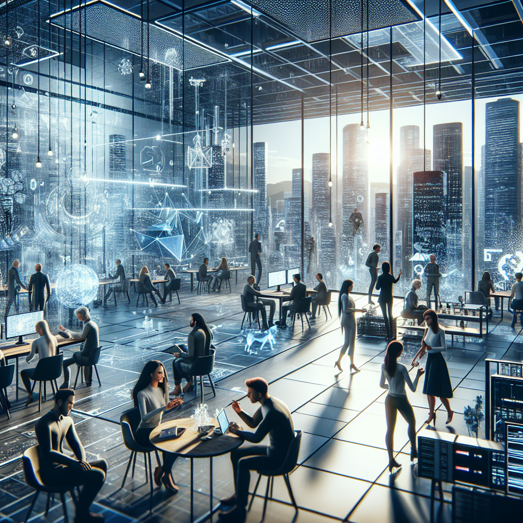 Un groupe de personnes interagissant dans un espace virtuel.