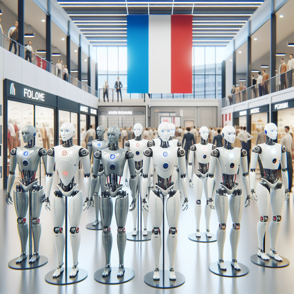 Un groupe de robots modernes en démonstration dans un environnement commercial.