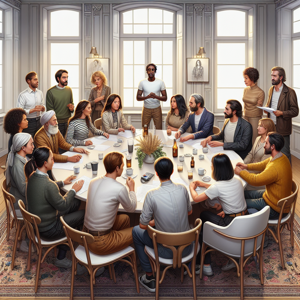 Un groupe diversifié de personnes discutant autour d'une table.