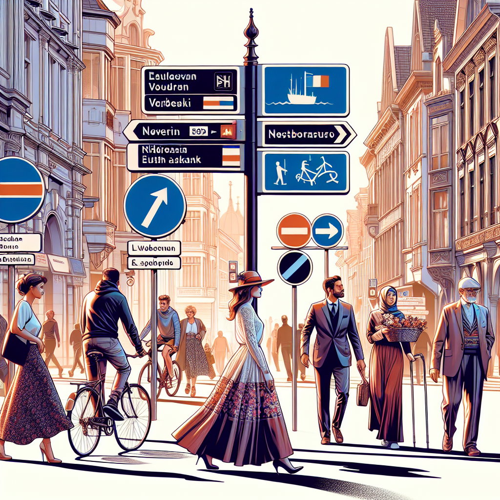 Un paysage urbain avec des panneaux de noms de rues.