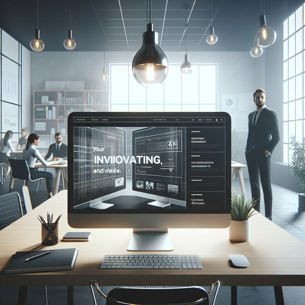 Un site web avec un design futuriste et épuré, affiché sur un écran d'ordinateur.