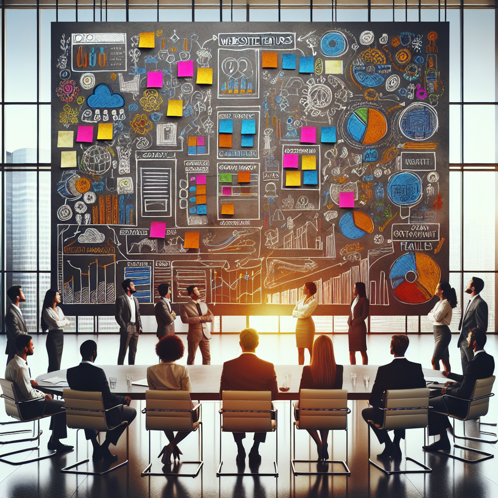 Un tableau blanc avec des notes sur les fonctionnalités d'un site web.