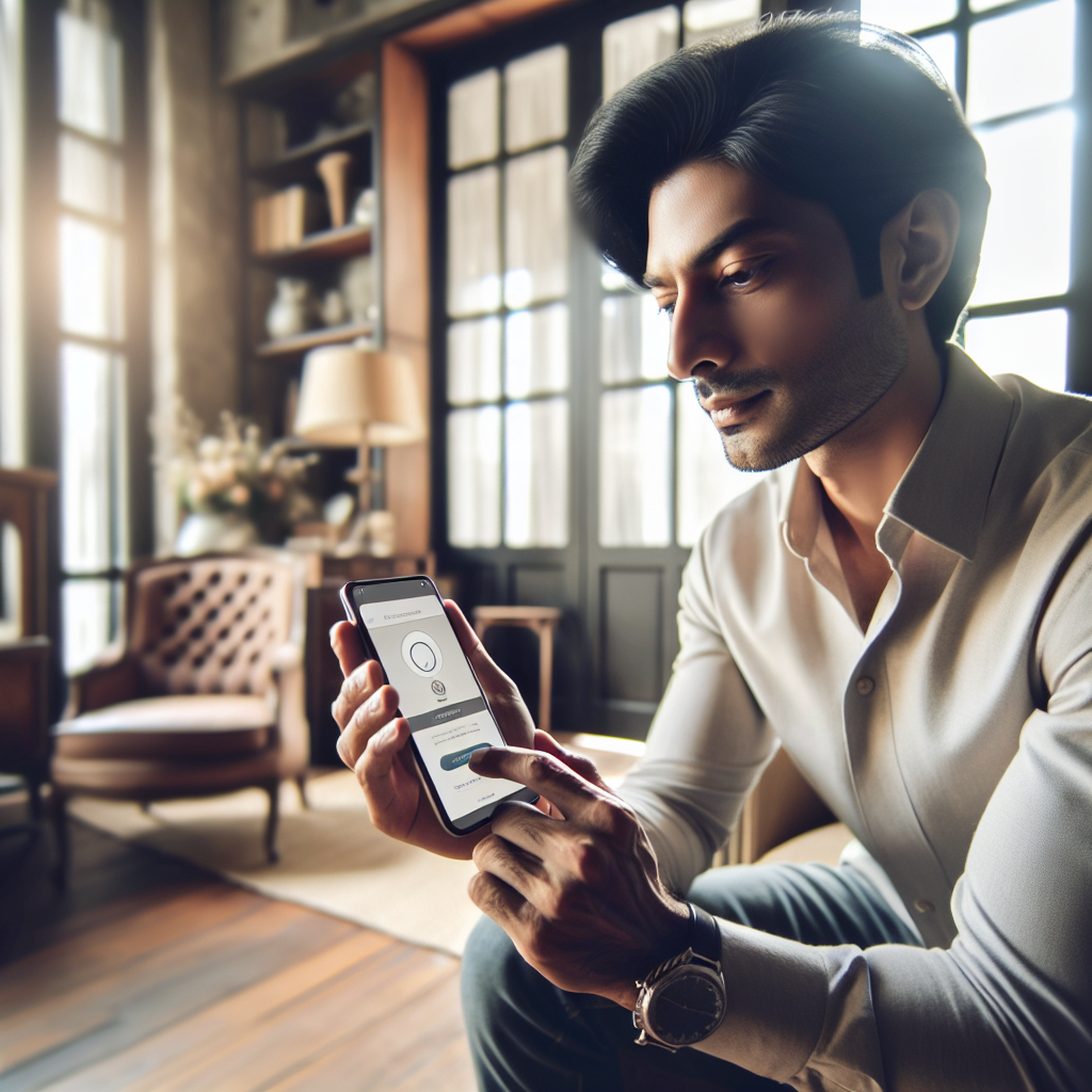 Une personne utilisant un site web sur un smartphone avec une interface fluide.