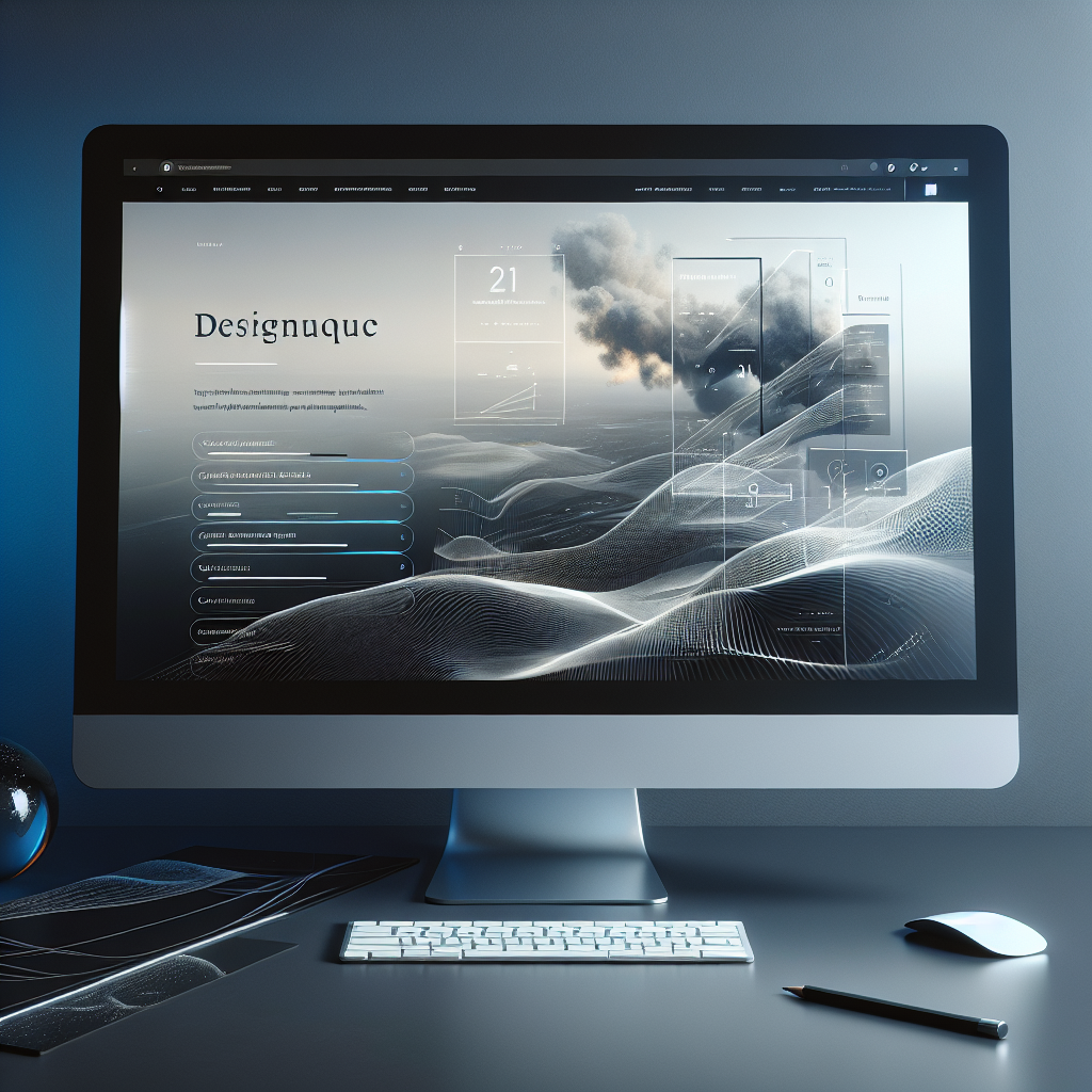 Écran d'ordinateur affichant un site web moderne et épuré.
