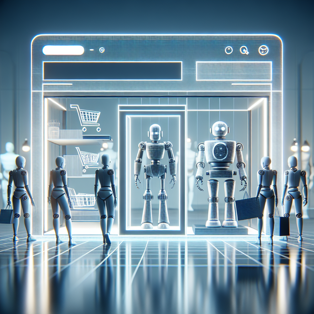 Image d'un site web avec un design moderne et des robots en vitrine.