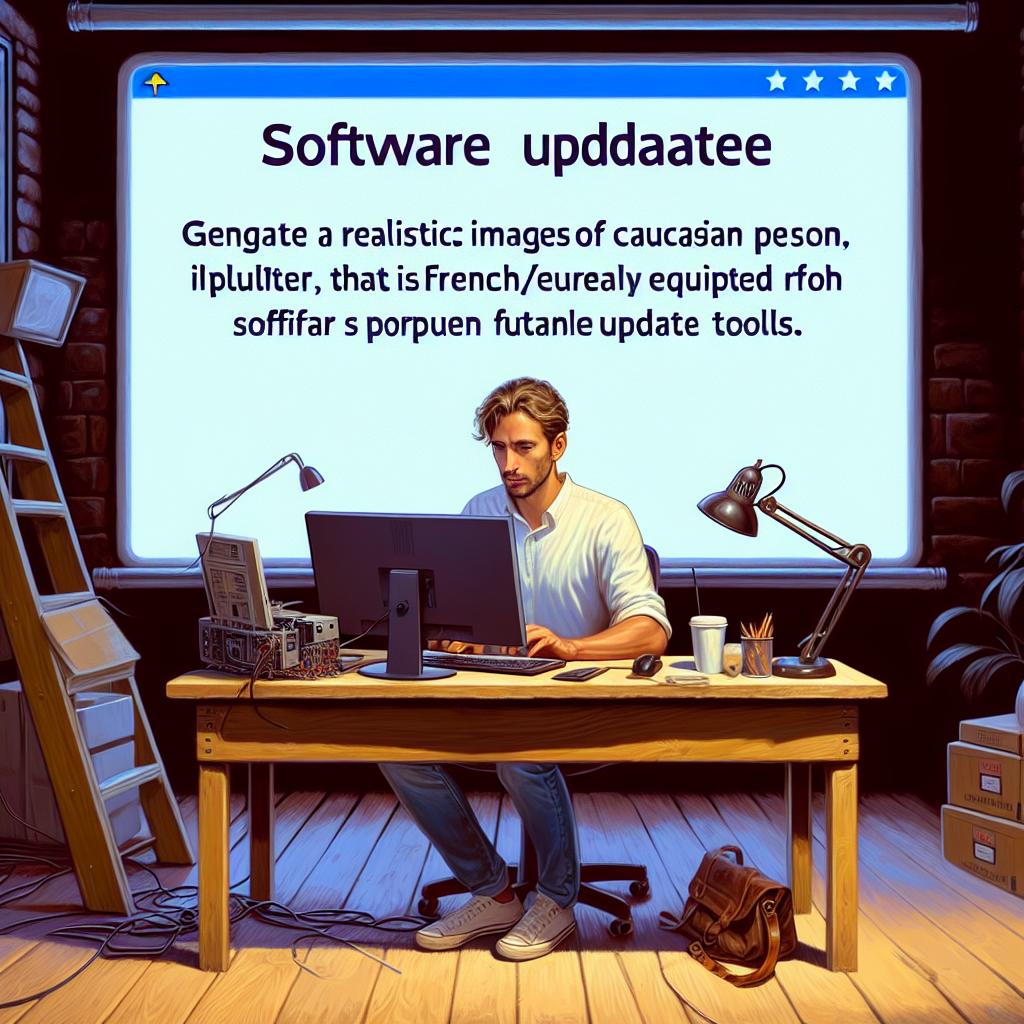 Image d'une personne travaillant sur un ordinateur avec des outils de mise à jour logicielle.