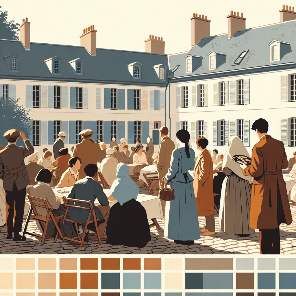 Palette de couleurs neutres et typographies simples.