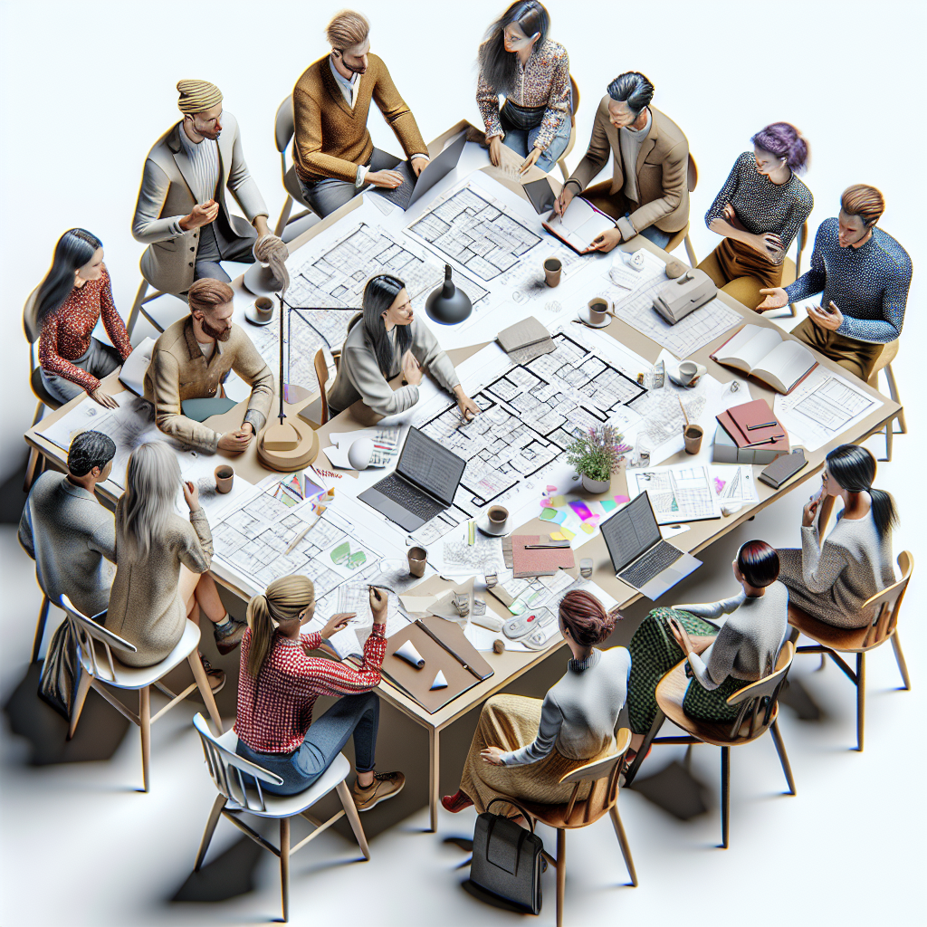 Personnes discutant autour d'une table avec des idées de projets