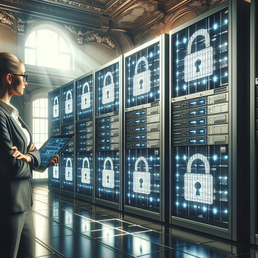 Serveurs sécurisés avec des cadenas symbolisant la sécurité des données.