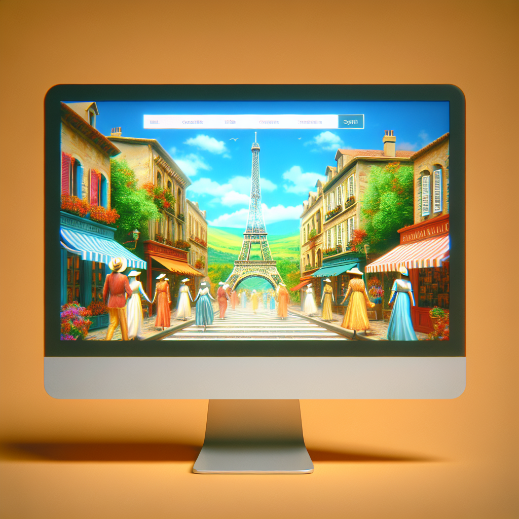 Un écran d'ordinateur affichant un site web de voyage coloré.