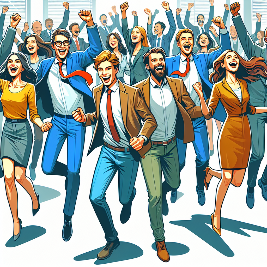 Un groupe de personnes célébrant le lancement d'un site web.