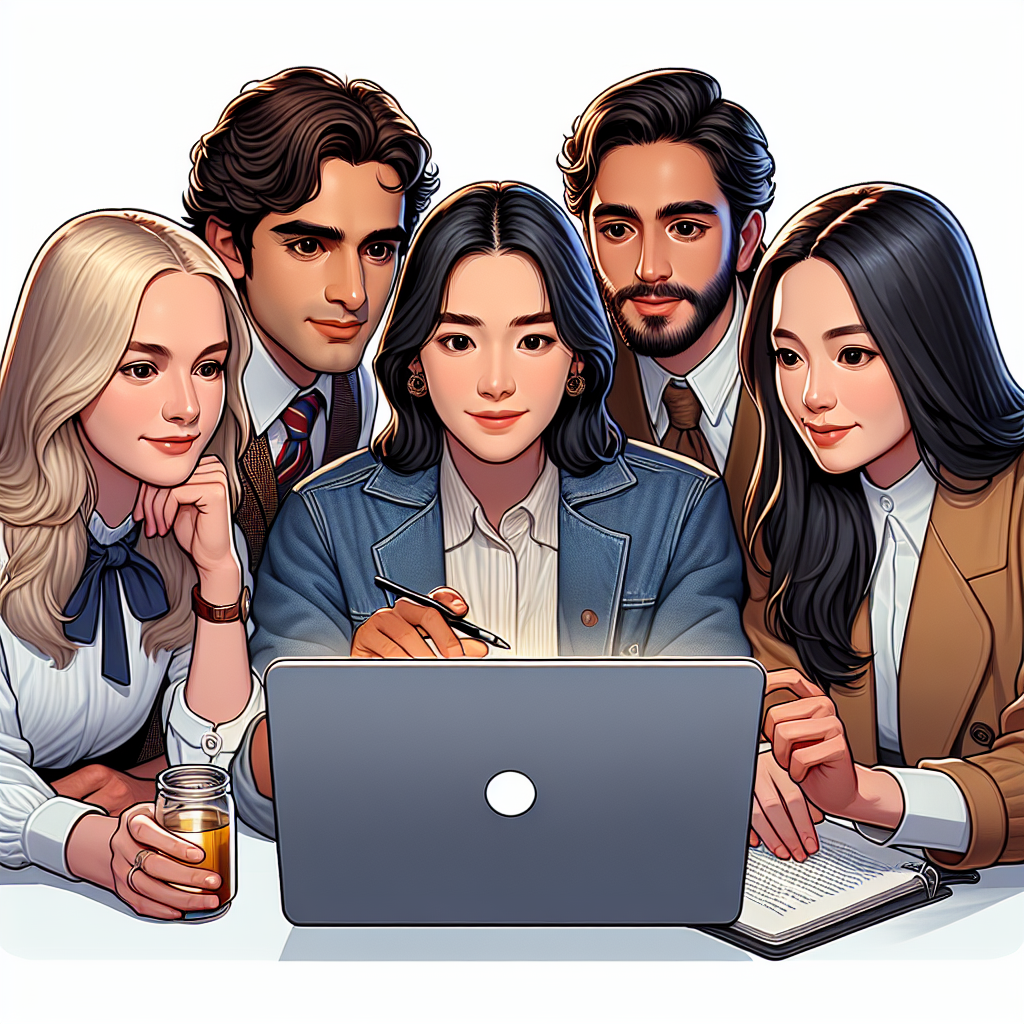 Un groupe diversifié de personnes consultant un menu en ligne sur un ordinateur portable.