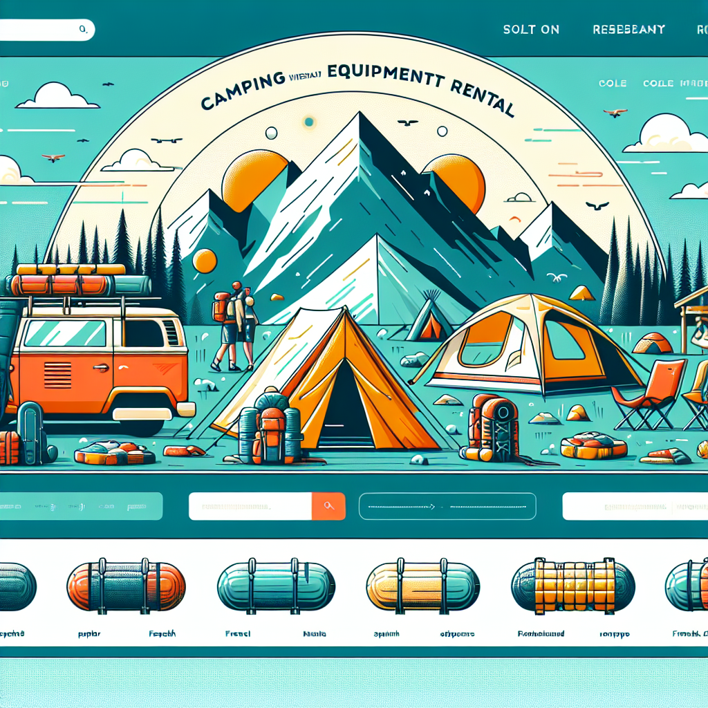 Un site web fictif de location de matériel de camping avec une interface utilisateur attrayante.