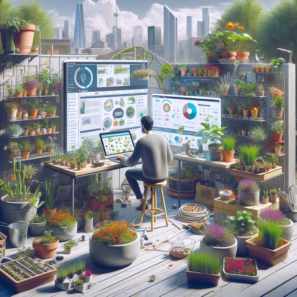 Un utilisateur naviguant sur un site web de jardinage urbain.