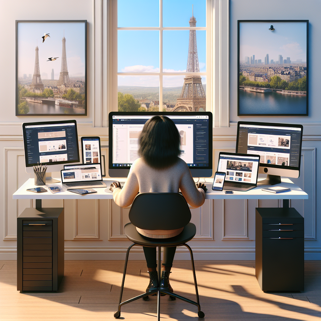 Une personne testant un site web sur plusieurs appareils.