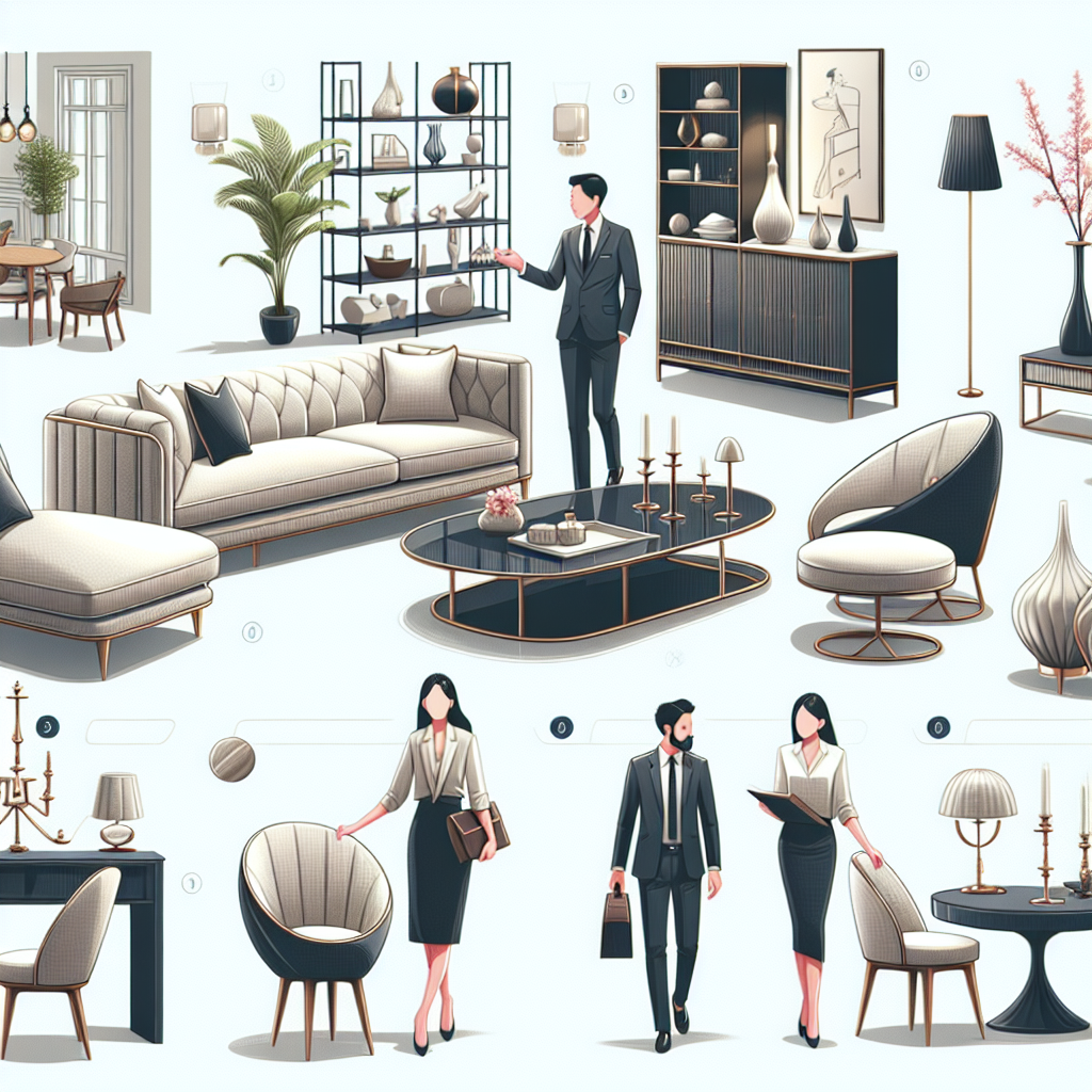 Captures d'écran de sites de meubles élégants et modernes (sans texte visible).