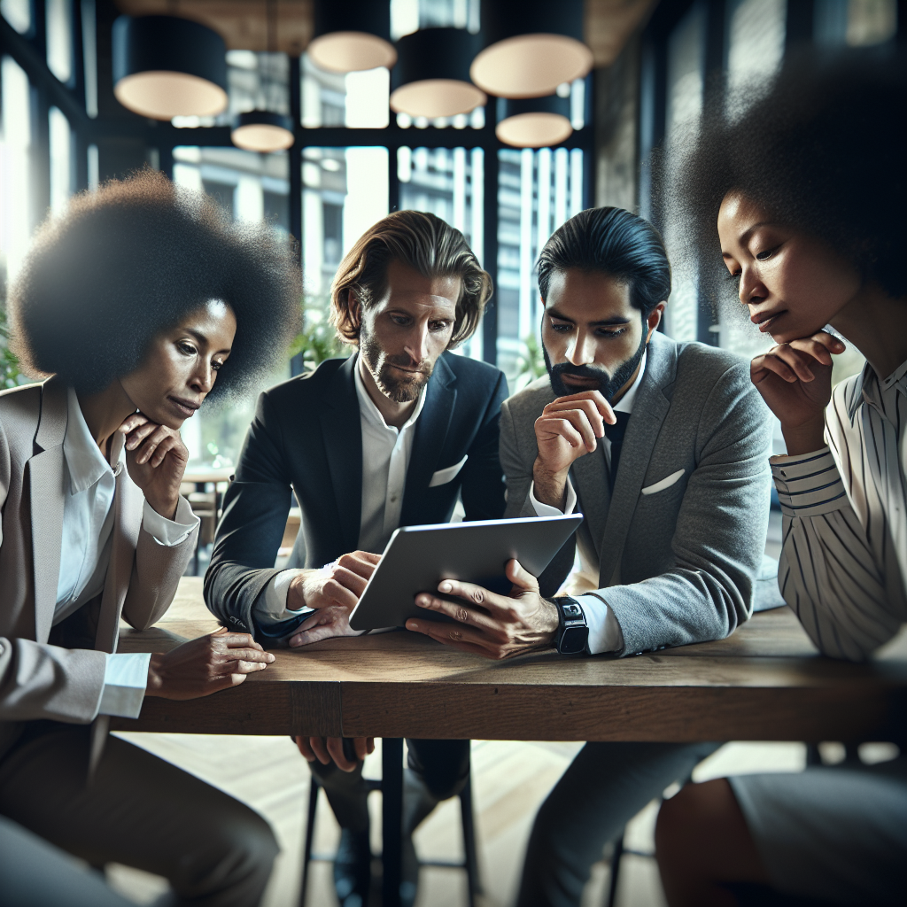 Des personnes interagissant avec un site web sur une tablette.