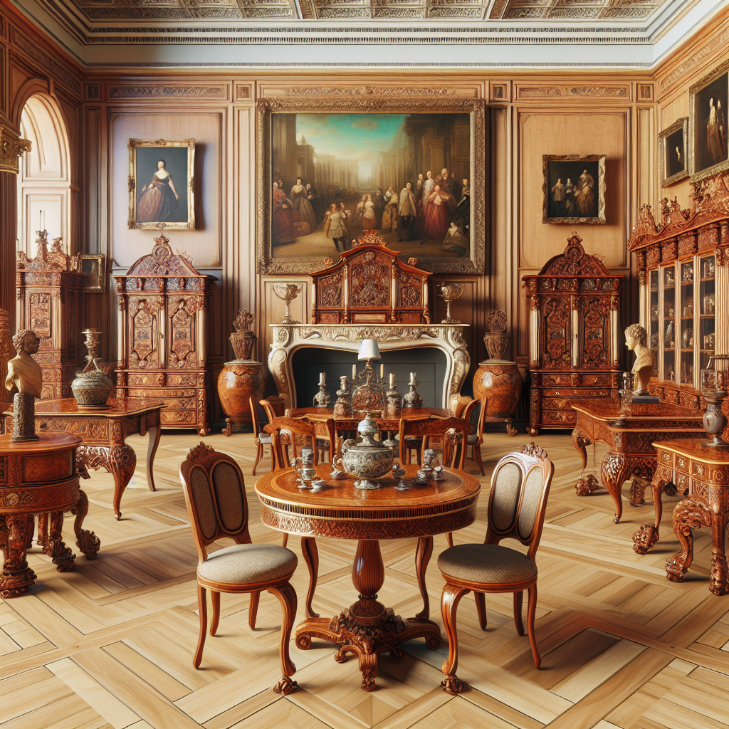 Galerie de meubles en bois exposés dans un cadre élégant.