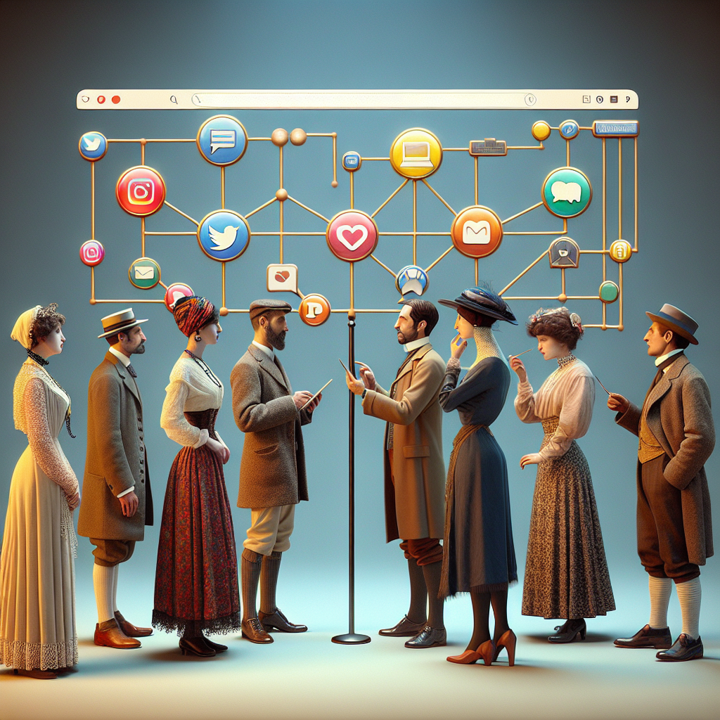 Icônes de réseaux sociaux connectées à un site web.