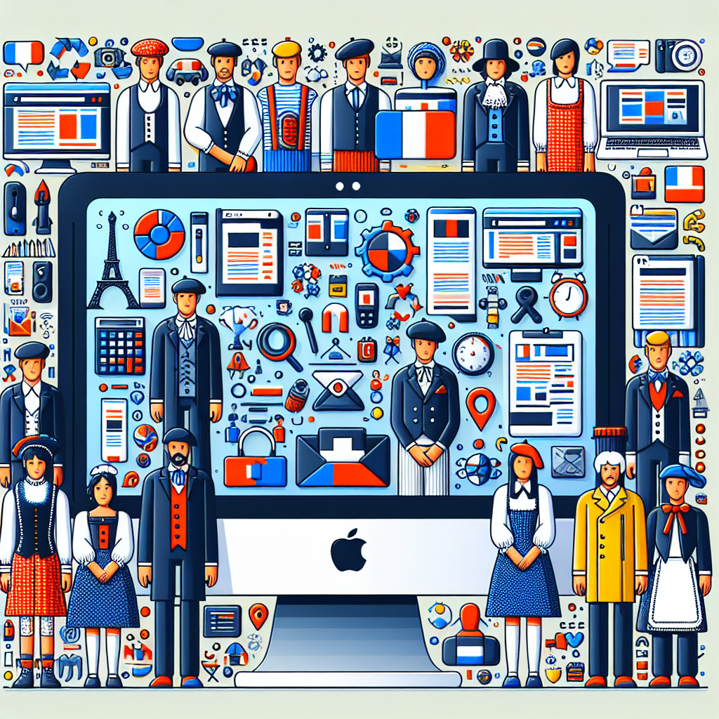 Illustration d'un écran d'ordinateur avec des icônes de création de site web.