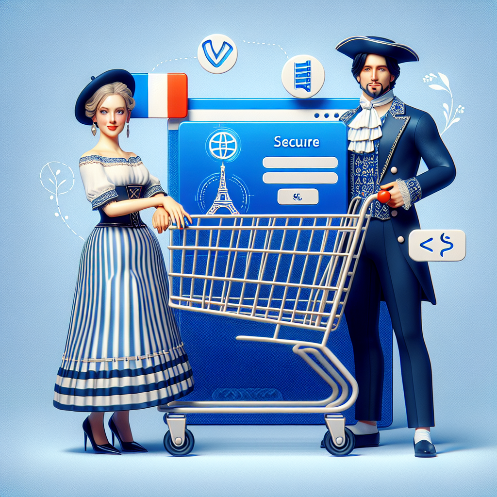 Illustration d'un panier d'achat en ligne avec des icônes de paiement sécurisé.