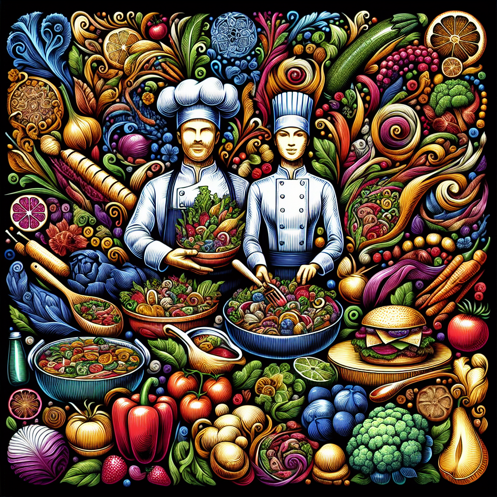 Photo appétissante de plats végétariens colorés et bien présentés.