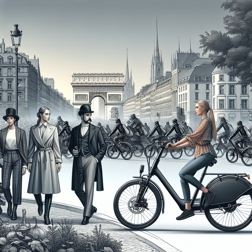 Un paysage urbain avec des vélos électriques en arrière-plan.