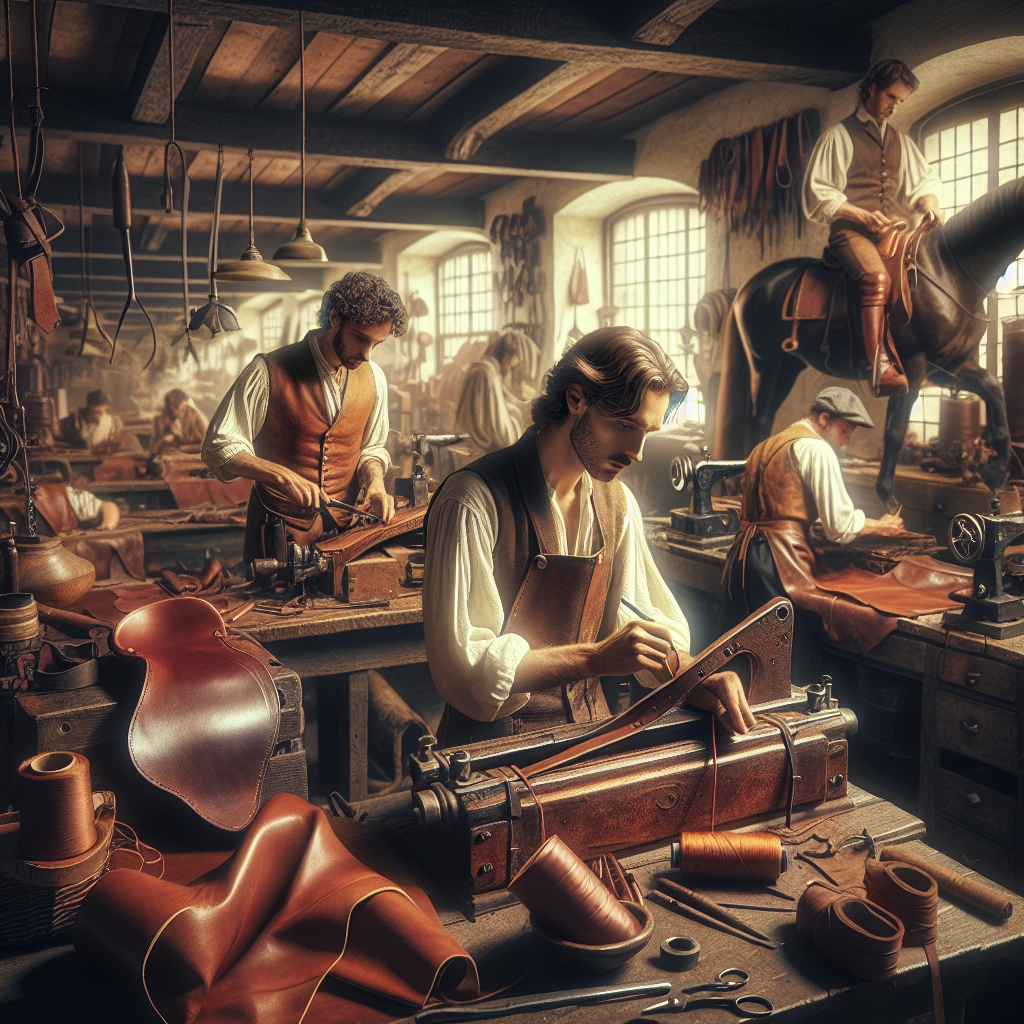 Artisans du cuir travaillant dans leur atelier.