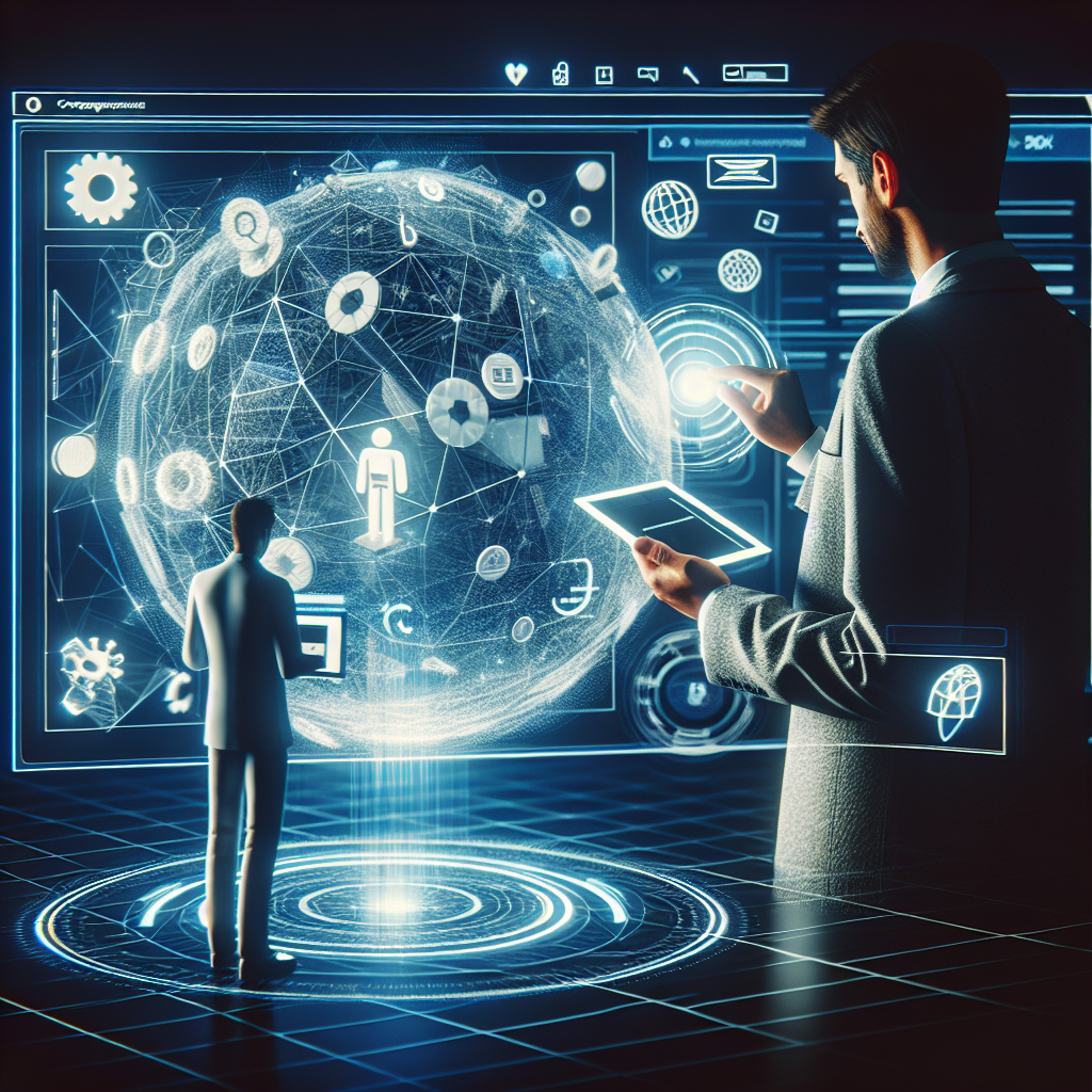 Illustration de la réalité augmentée intégrée dans un design web moderne.