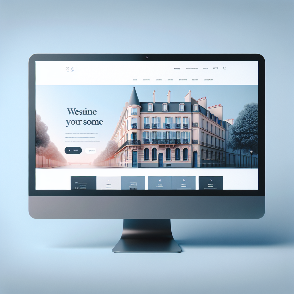 Un écran d'ordinateur affichant un template de site web moderne et épuré.