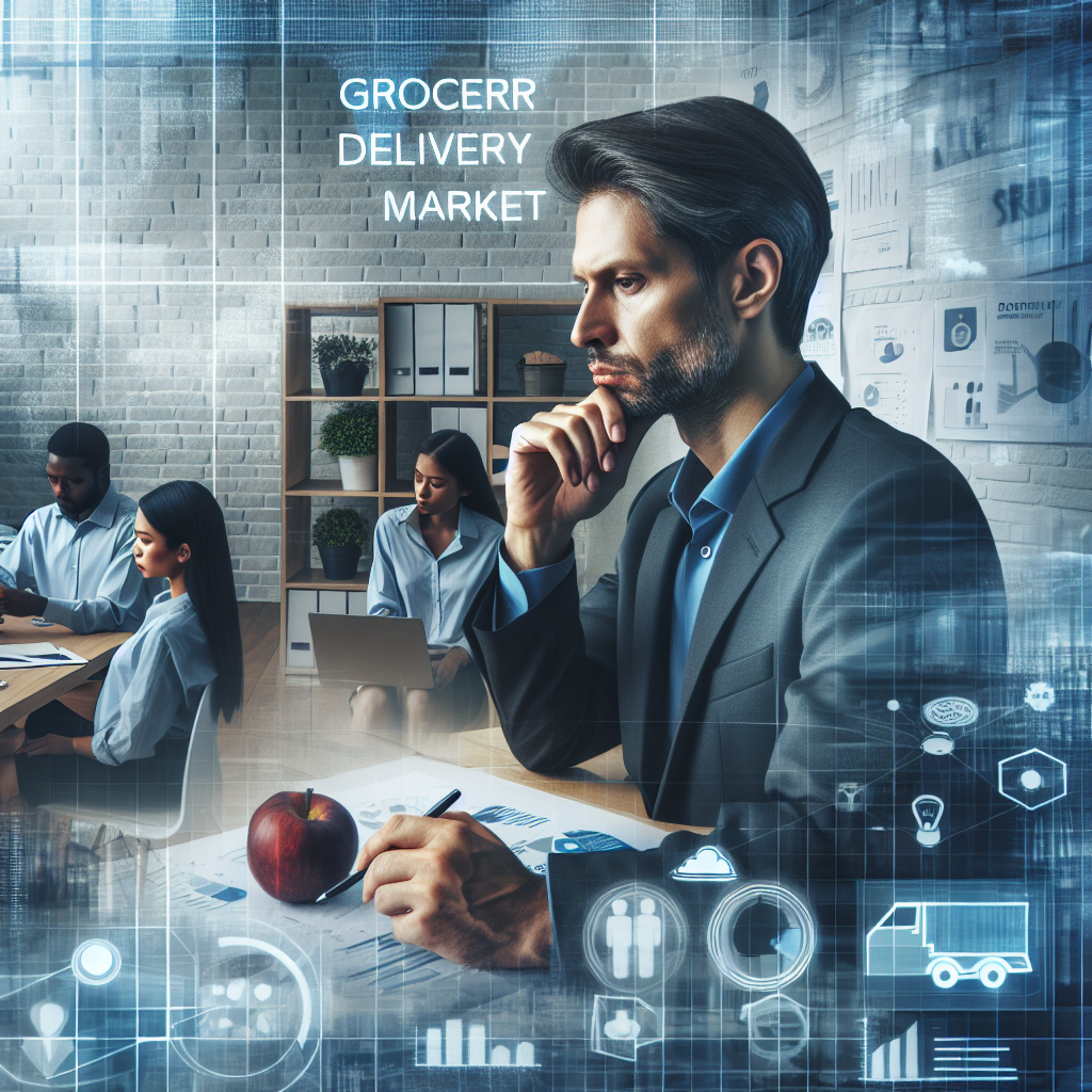 Un entrepreneur analysant le marché de la livraison de courses.