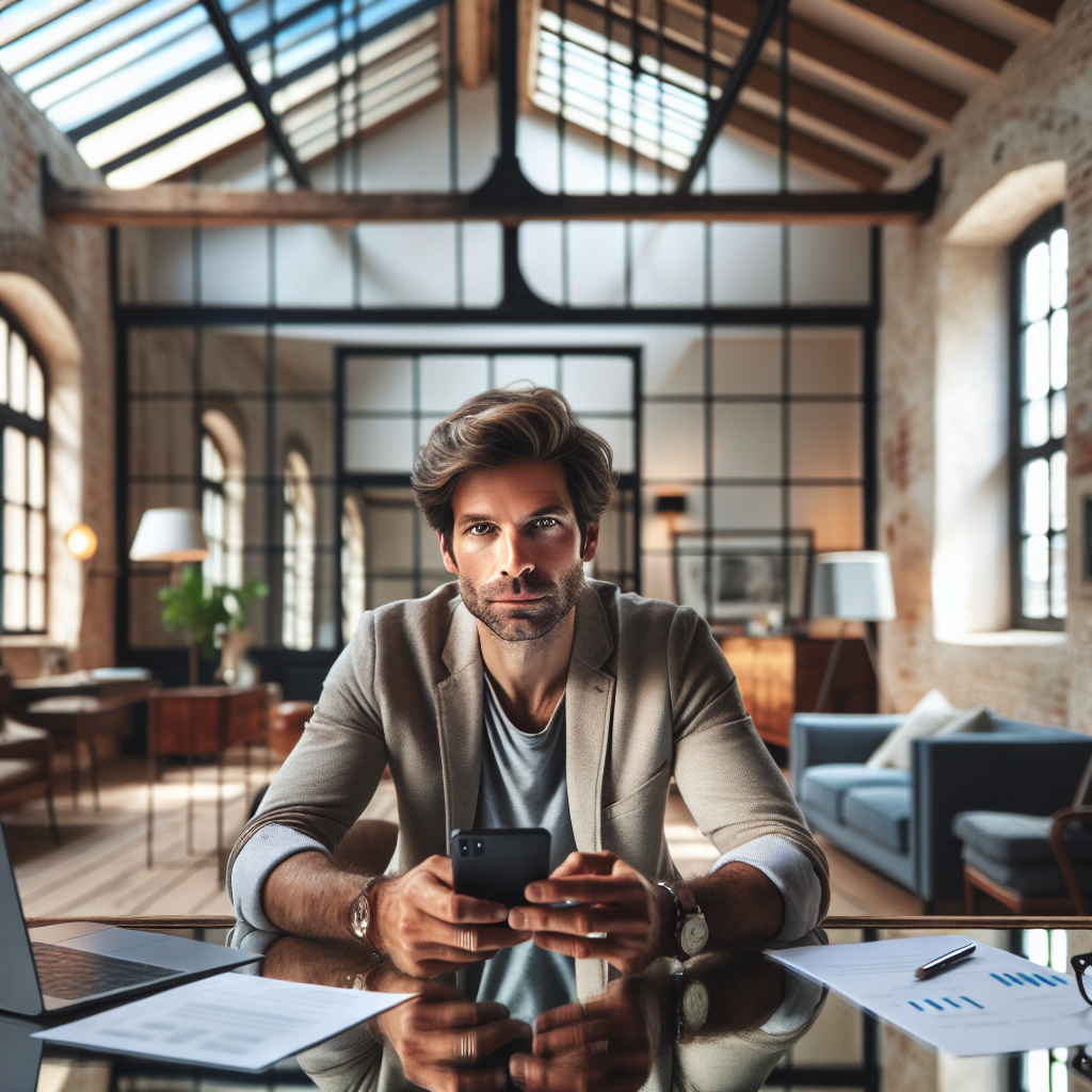 Un entrepreneur utilisant les réseaux sociaux pour promouvoir son entreprise.