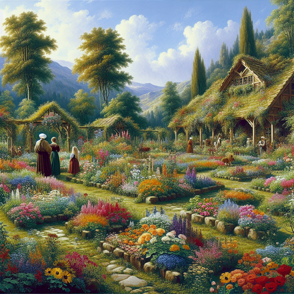 Un jardin écologique avec des plantes et des fleurs colorées.